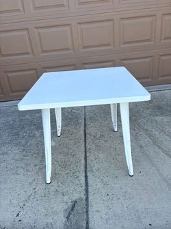 White Metal Square Outdoor Table