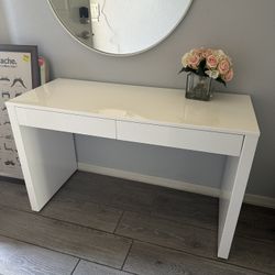 Runway 2-Drawer White Lacquered Wood Desk From cb2
