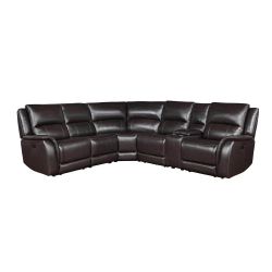 Alexandria 155 in. Armless Leather Charcoal Sectional Sofa 5-Piece with Recliner
