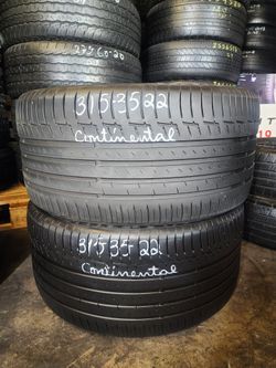 315 35R 22 CONTINENATL SSR RUN FLAT TIRES 3153522 USED TIRES (PAIR) MOUNT BALANCE INCLUDED