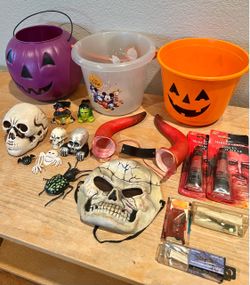 HALLOWEEN COSTUME $15 For All Or Pick Something & Offer Incense Skull Shelf Skull Devil Paint Make Up Horns Buckets Witch Frankenstein Bat Ear Ring