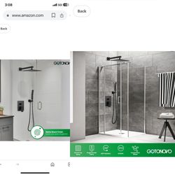 gotonovo Rainfall Bathroom Shower System Rain and Handle Set Wall Balancing Shower Mixer Valve 16 Inch ceiling and wall Matte black And nickel C1 &C5