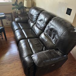 Leather Sofa With Recliner On Both Ends  