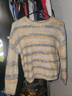 Hazel moon Knitted stripped sweater, pale yellow, blue, light purple. XS . Never worn new with tag