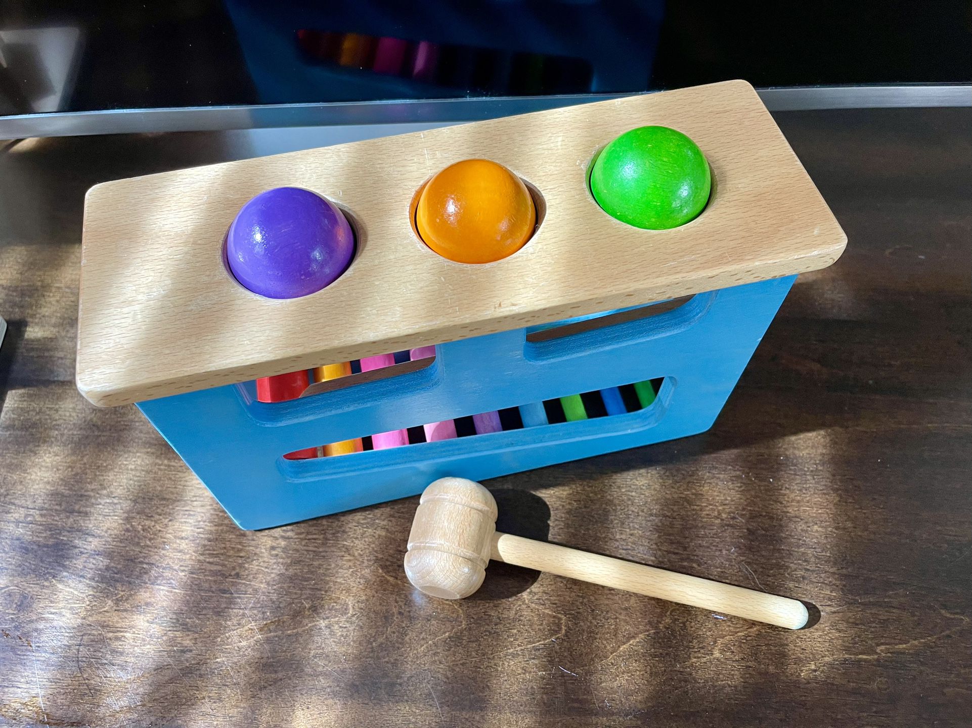 Montessori Ball Drop Toy, Wooden Ball Tracker
