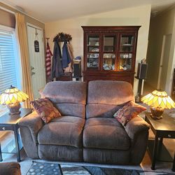 Loveseat with matching tables and lamps