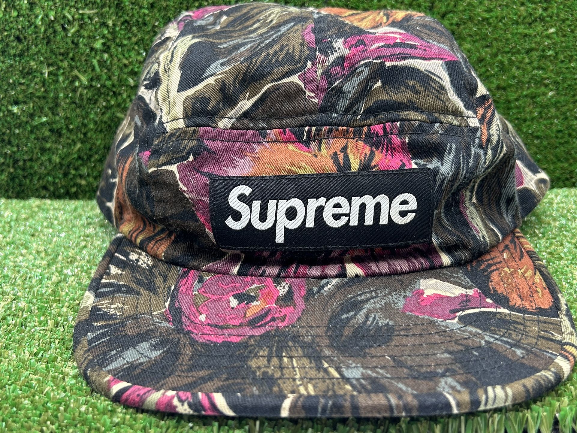 Supreme Painted Floral Camp Hat Olive Colorway Adjustable Cap
