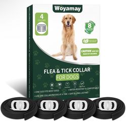 Flea Collar for Dogs, 4 Pack Flea and Tick Collar for Dogs, 8-Month Dog Flea and Tick Treatment and Prevention, Waterproof Dog Flea Collar, Adjustable