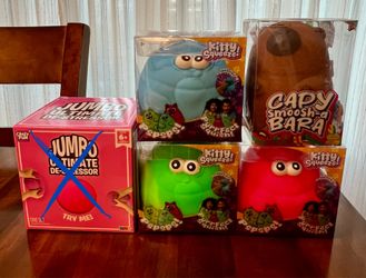 Kitty squeeze, capybara, and RMS JUMBO Ultimate de- stressor $20.00 each