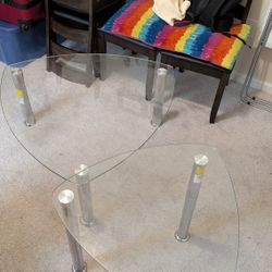 Coffee Table glass Set With 2 Side Table 