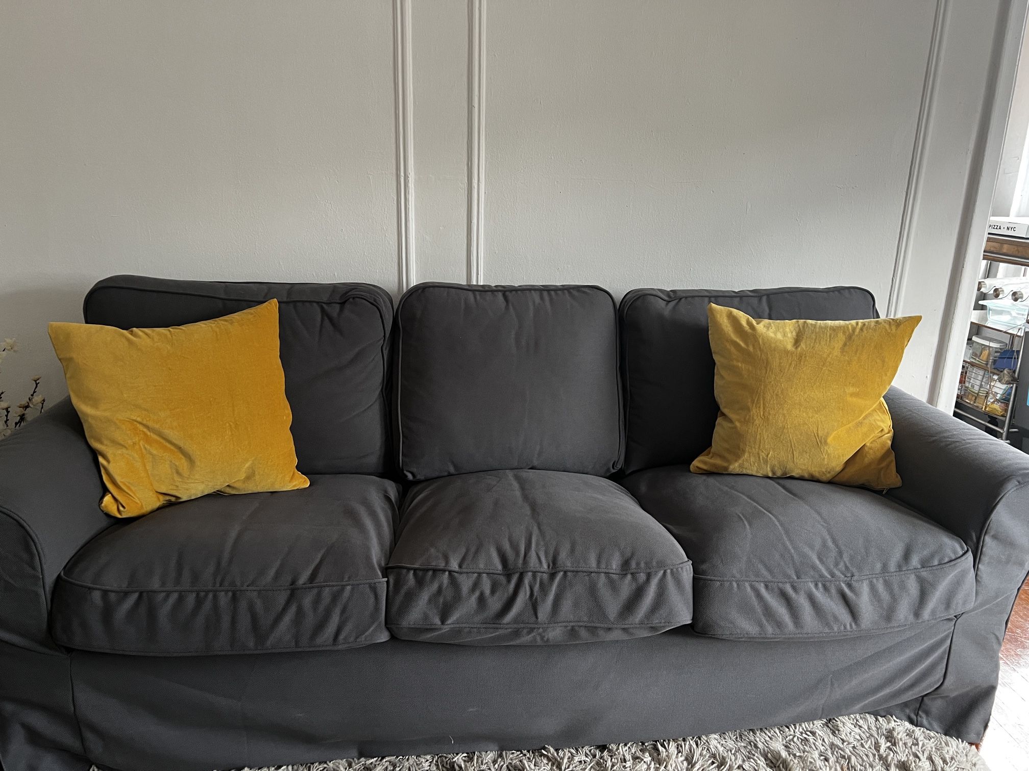 Super Comfy Gray Couch With Accent Pillows