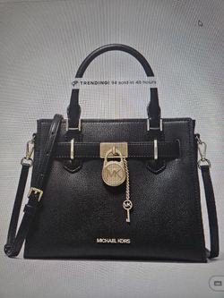 Brand New Michael Kors Black Leather Satchel Crossbody Purse