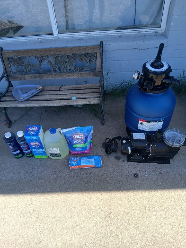 Pool Pump Sand Filtration System With Pool Chemicals GREAT PRICE