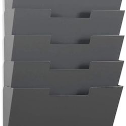 Nozzco Black Wall Mount Hanging File Holder Organizer 6 Pack | Durable Steel