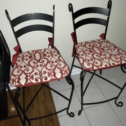 Wrought Iron Counter Height Barstools/cushions 