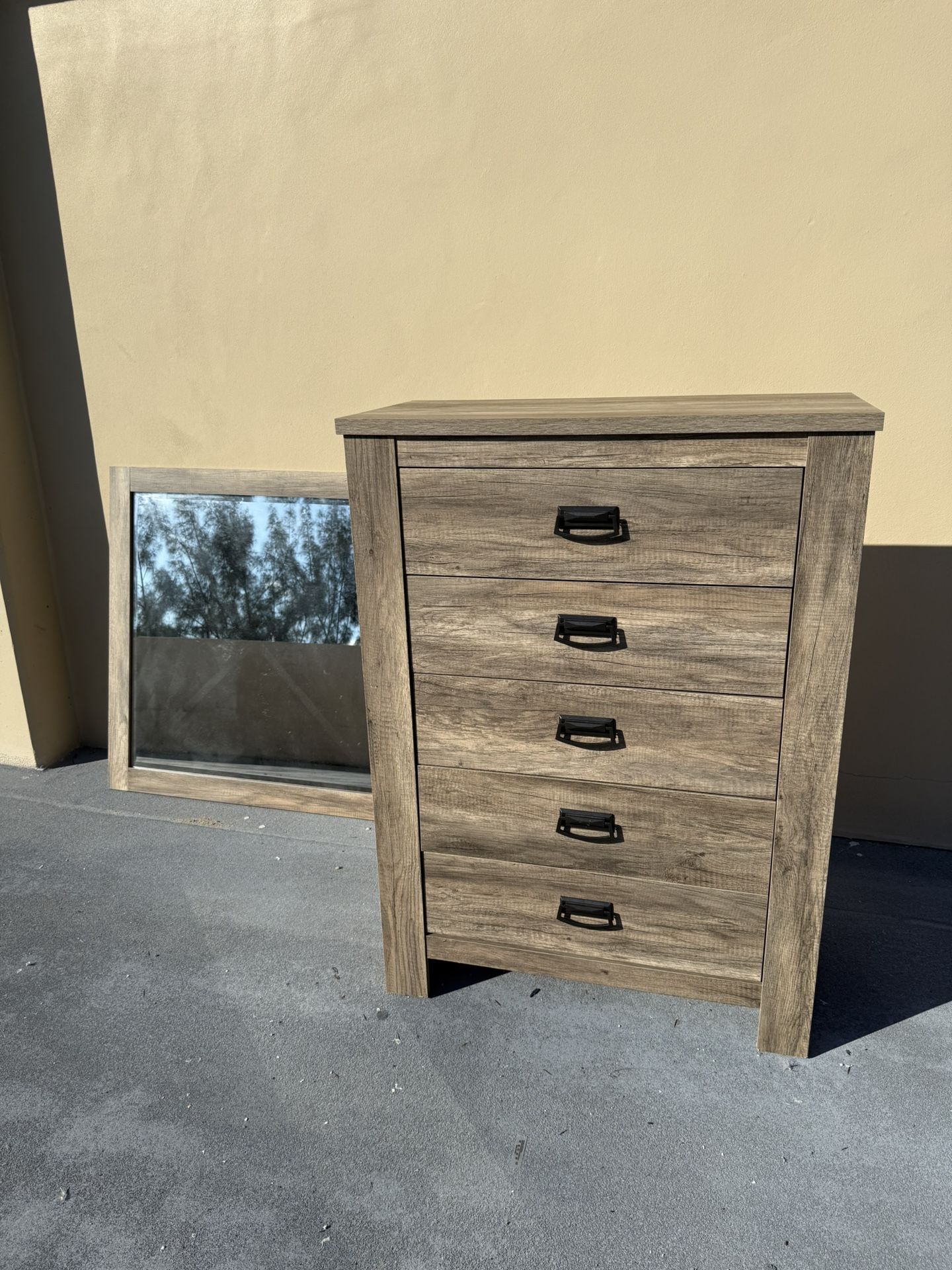 City Furniture Chest of Drawers + Matching Wall Mirror Set – Chest 48x34x16, Mirror 40x40