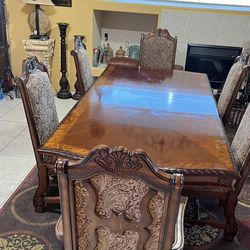 Ashley dining set with 6 chairs. Solid wood.