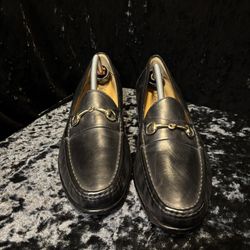 COLE HAAN Men's Black Dress Loafers Gold Horse Bit US 13