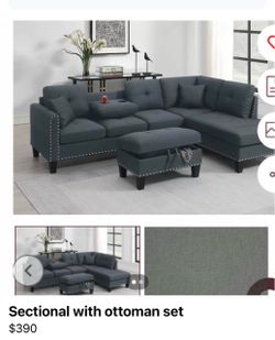 Sectional with ottoman set