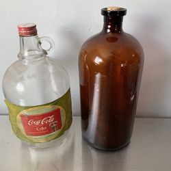 Vintage Coke Syrup Bottle And Apothecary Bottle 