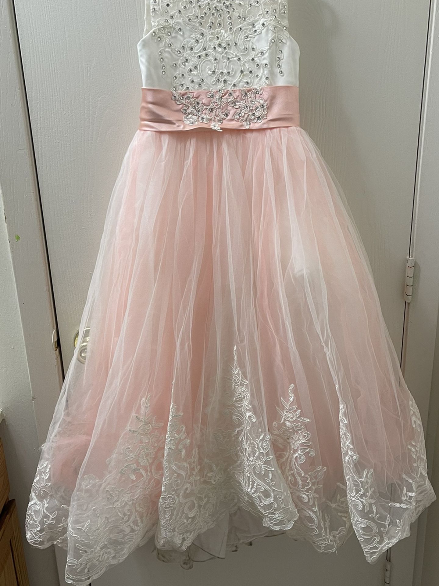 Size 10 Blush Pink And Beige Flower girl Dress