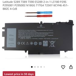Emanjor 60Wh K5XWW 7.6V Laptop Battery for Dell Latitude 5289 7389 7390 E5289 2-in-1 L3180 P29S P29S001 P29S002 N18GG 71TG4 725KY 6CYH6 451-BBZC 4-Cel
