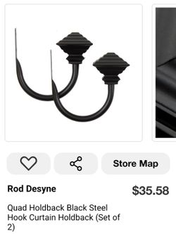Black Steel Hook Curtain Holdback