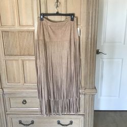 Suede like Material Fringe Skirt
