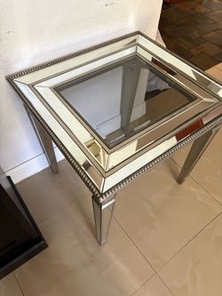 Mirrored Glass Side End Table set of 2