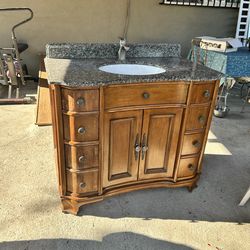 Bathroom sink- solid wood and marble top