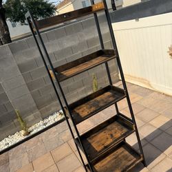 Industrial Bookshelf 5-Tier Bookcase Ladder 
