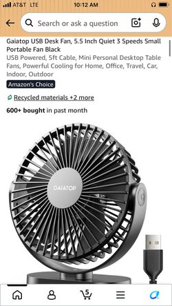 USB Desk Fan 5.5 Inch Black