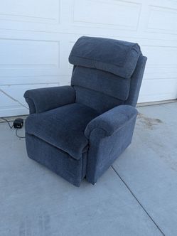 Blue Fabric Power Lift Recliner Chair