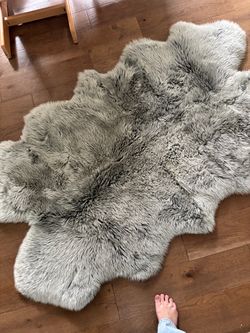 Grey gray sheepskin rug