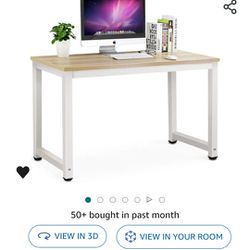47" Office Desk Walnut/white W Free Office Chair