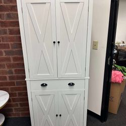 Kitchen Pantry Storage Cabinet 72.6" H, with Barn Doors, Drawer, 4 Adjustable Shelves,