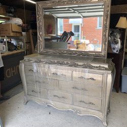 Aged Silver Patina Bedroom Dresser