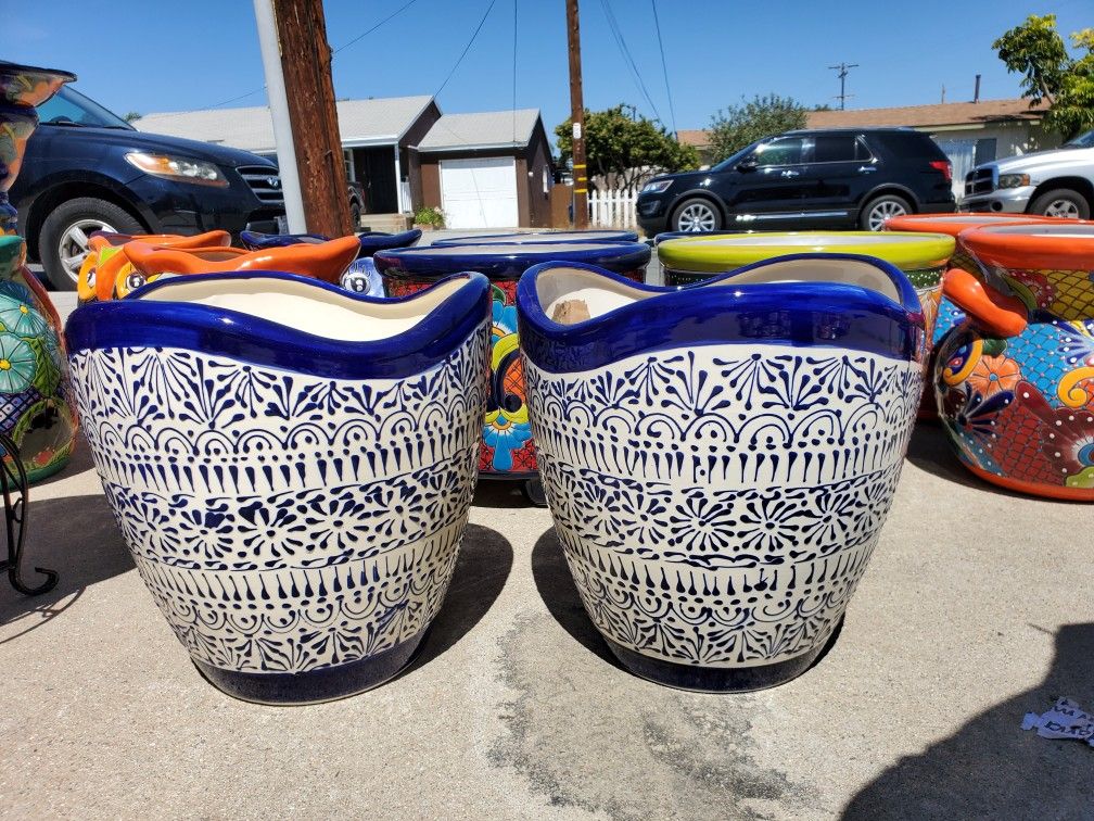 Par De Macetas De Tulipan De Talavera Fina