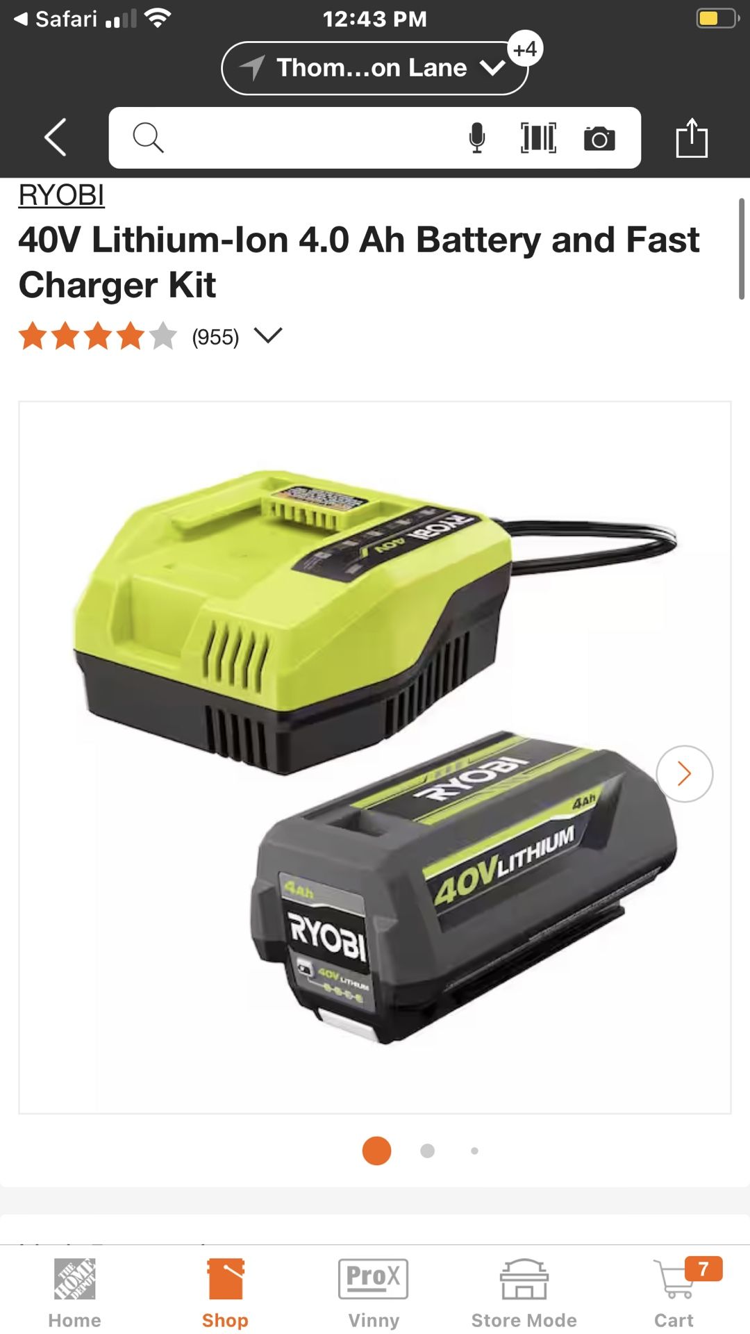 Ryobi 40 V Battery And Fast Charger
