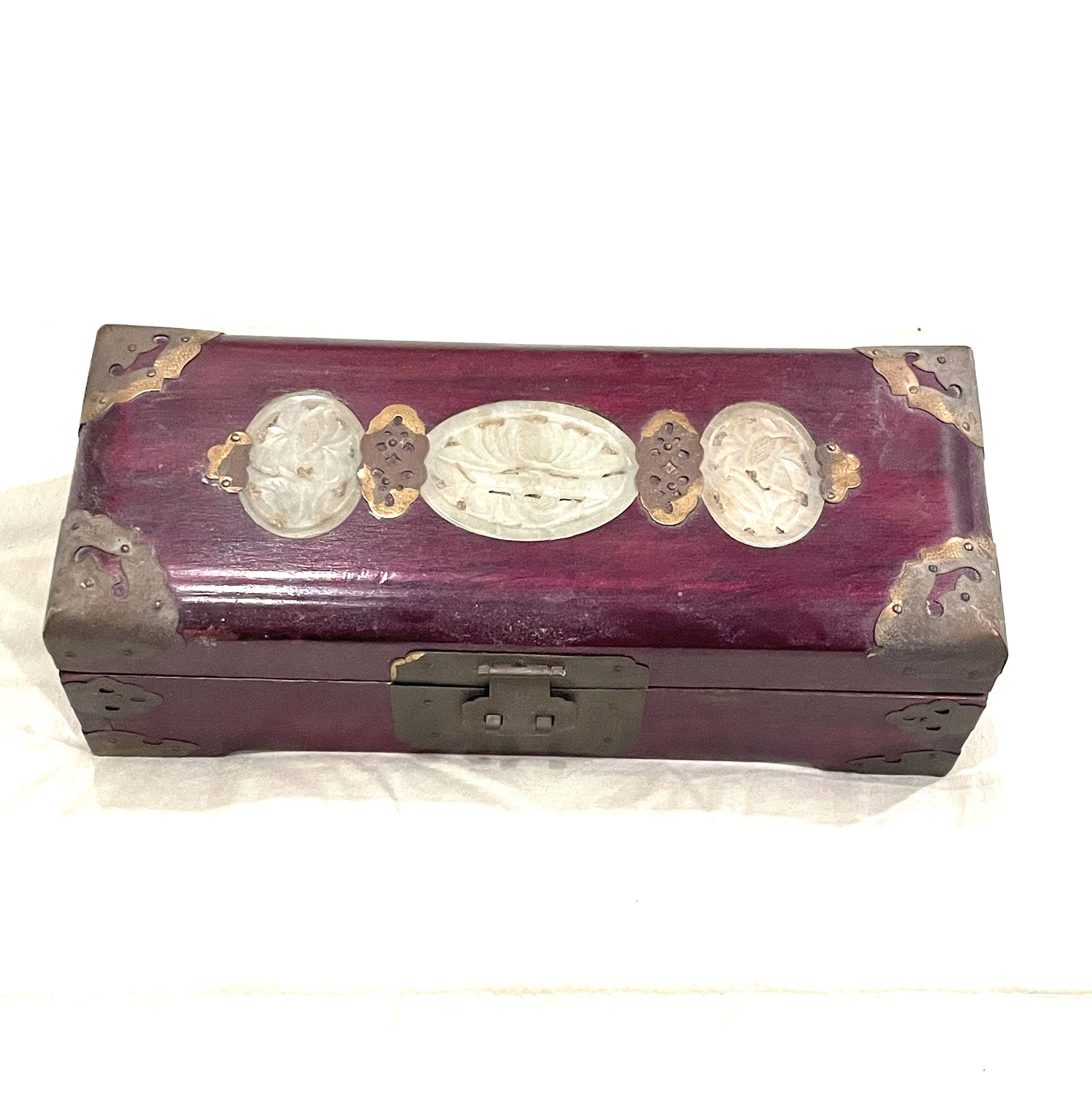 Asian Rosewood Jade Jewelry Box