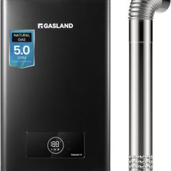 GASLAND Gasmart C 113,000 BTU Natural Gas Tankless Water Heater Indoor, Max 5 GPM On Demand Hot Water Heater with 3“ Exhaust Pipe, 120 Volt, CS422BNG
