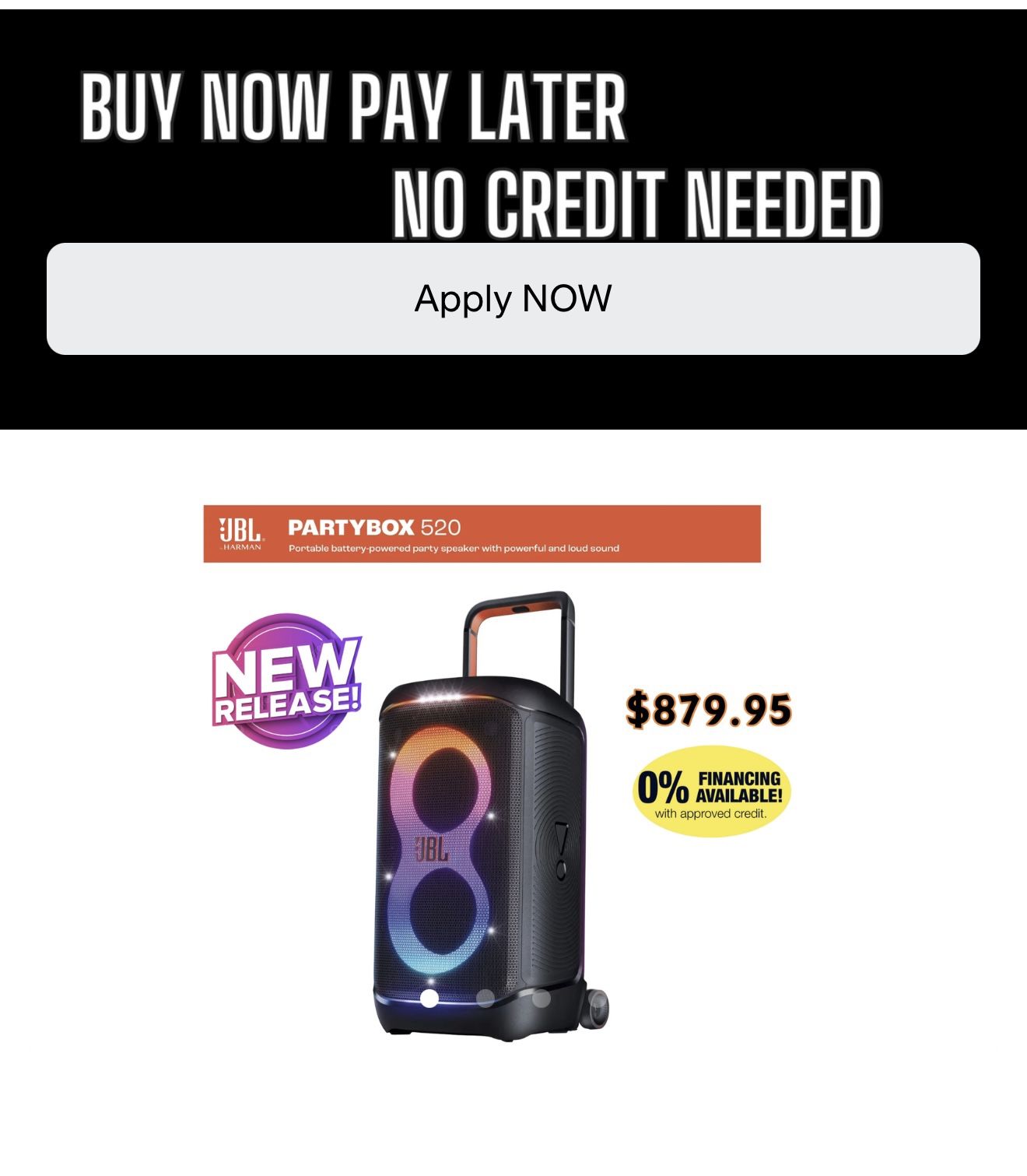 JBL PartyBox 520 - New Release 2025 model 400Watts With Battery