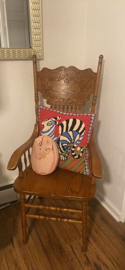 2 Solid Oak Carved Captains Chair