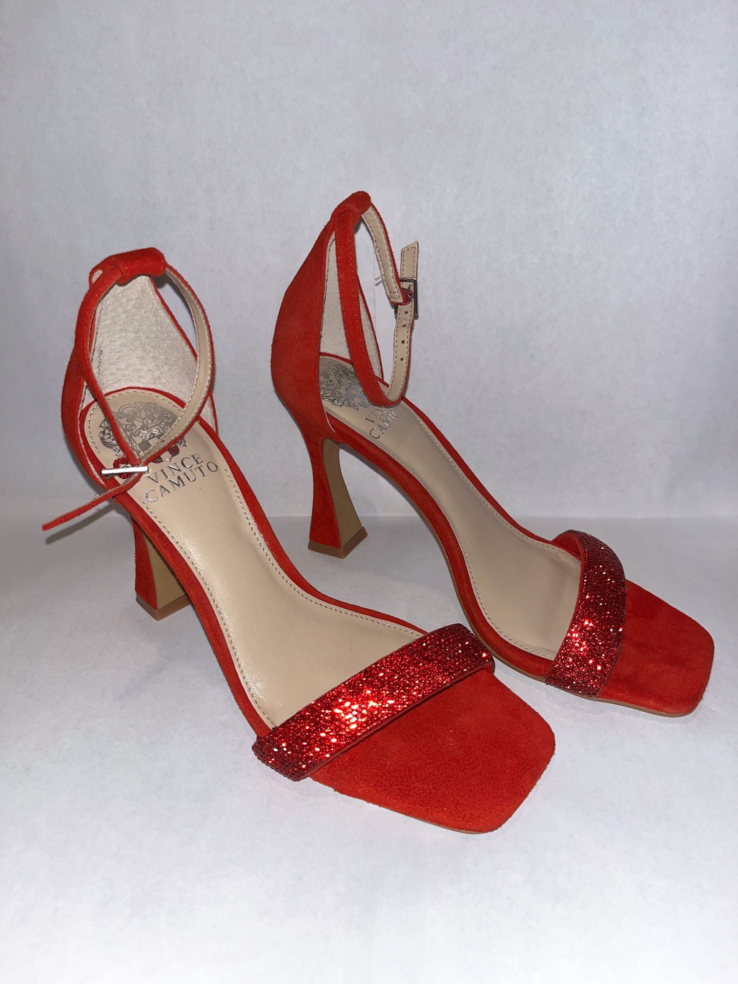 Red Vince Camuto Women's Relasha Embellished Sandal Heeled Size 7