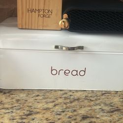 White And Gold Bread Box Metal