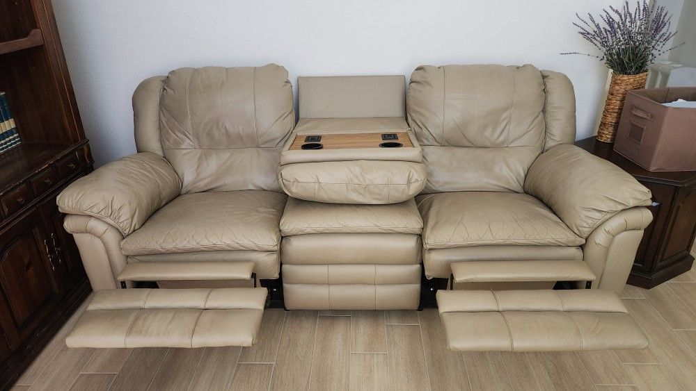 Leather Recliner Sofa (With Vibrating Feature)