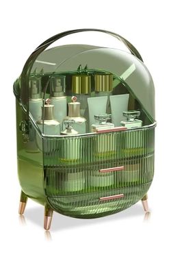 Ergocar Portable Retro Series Multi-Function Make Up Case Dustproof Cosmetic Storage Box, Skin Care Products Jewelry Organizer Finishing Box Bathroom 