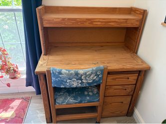 Vintage Desk and Chair - Solid Oak Wood