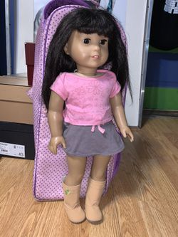American Girl Doll (Brown) with clothes and case