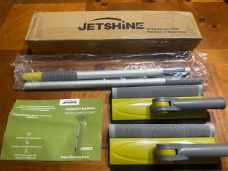 🧽🪟Brand New Jetshine Window Squeegee Cleaner w/ Extension Pole – 2-in-1 Glass Cleaner